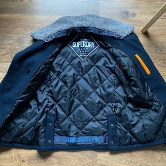 SuperDry Navy Label Merchant/Military Pea Coat Jacket Size Small for Women - Picture 6 of 10